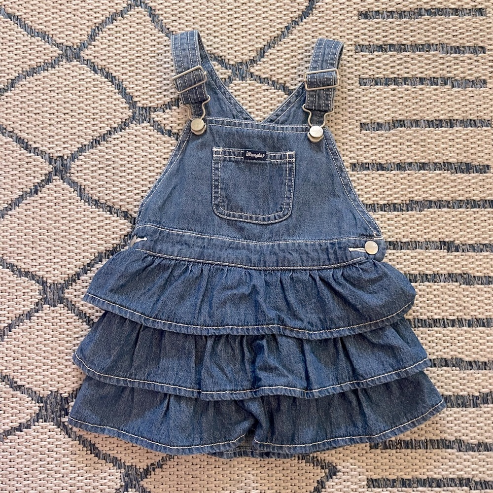 Toddler Wrangler Ruffle Overall Blue Jean Dress 2t